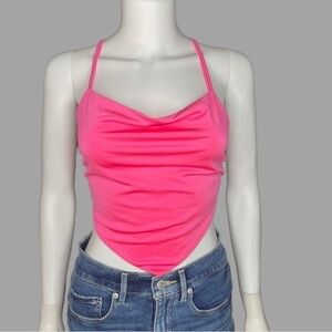 SHEIN Privé Draped Front Tie Backless Halter‎ Top